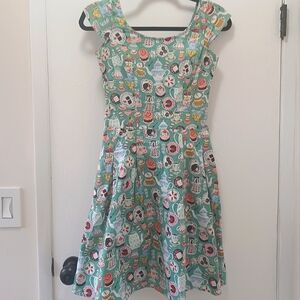 Retrolicious Alice in Wonderland Tea Party Fit + Flare Dress size xs
